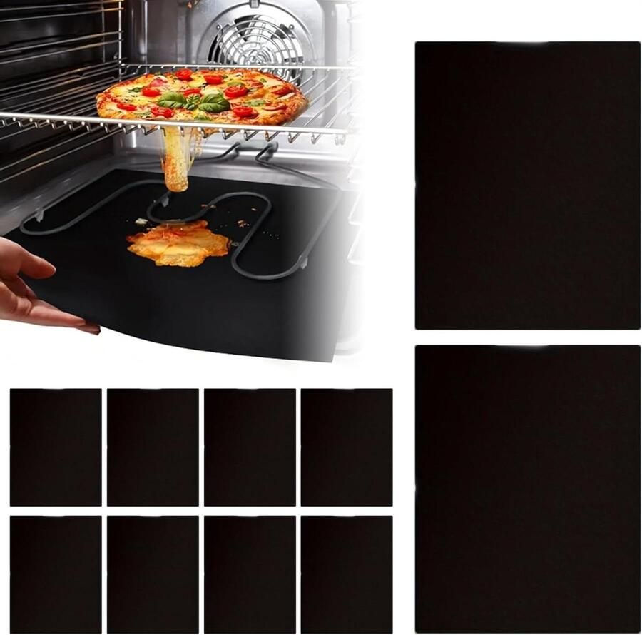 Oven Bodem Beschermer Oven Mat Keuken Beschermen Antiaanbaklaag 10 Delig Zwart