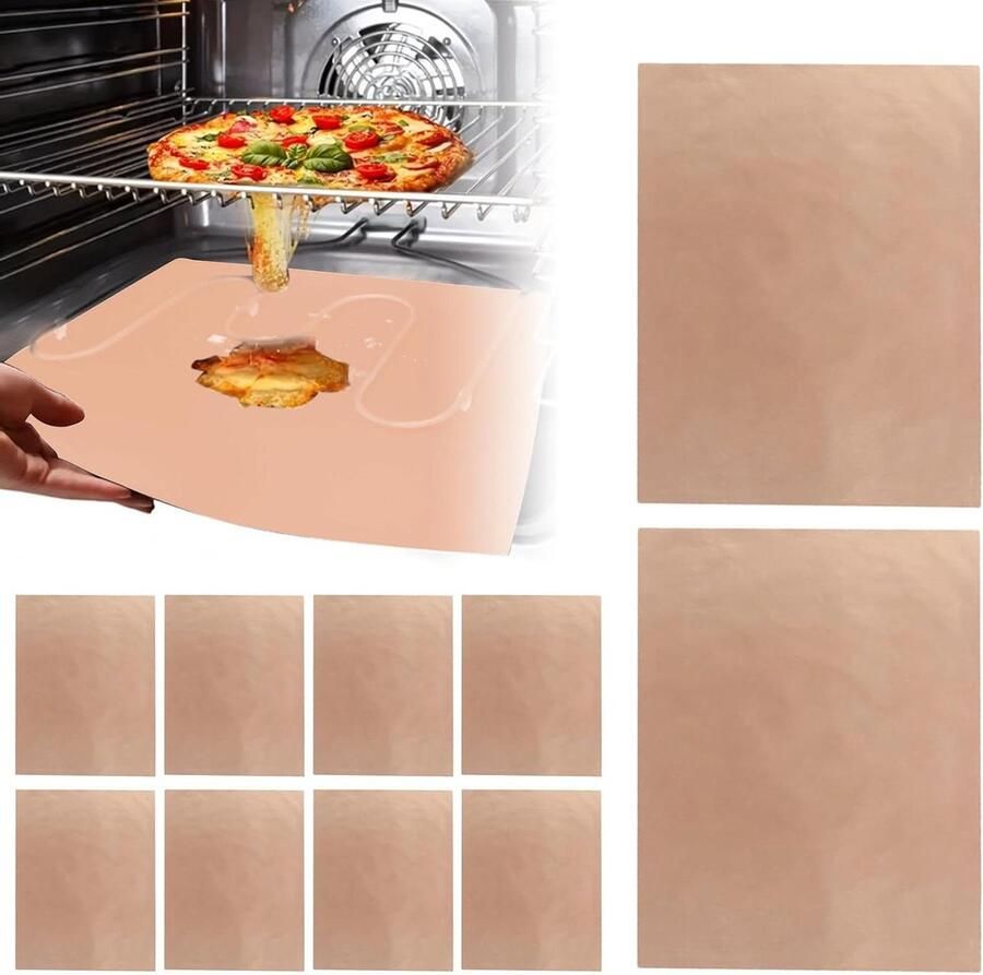 Oven Bodem Beschermer Keukenaccessoires Hittebestendig Bakken en Braden Anti-aanbak Laag 10 Stuks Bruin