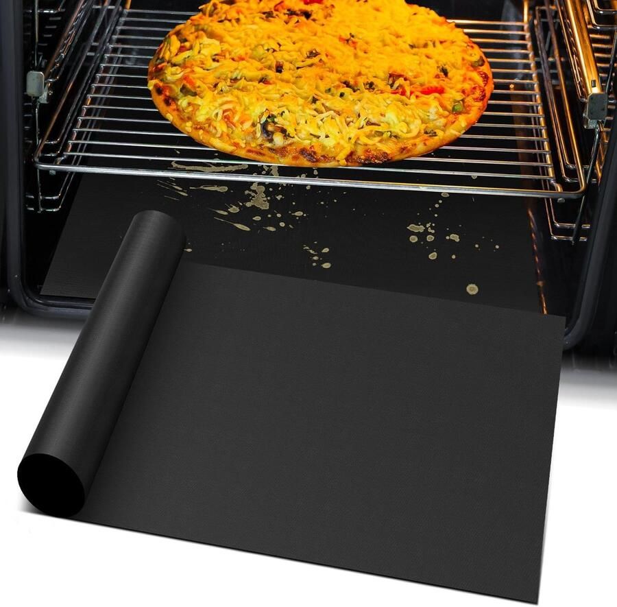 Oven Bodem Beschermers Hittebestendige Matten Oven Schoon Houden Herbruikbaar Non-stick 40 x 60 cm Zwart