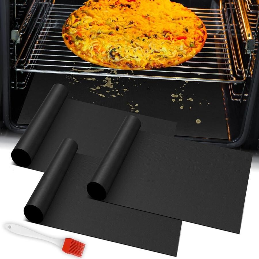 Oven Bodem Beschermers Oven Matten Oven Schoon Houden Hittebestendig Herbruikbaar 3 Stuks Groot Zwart