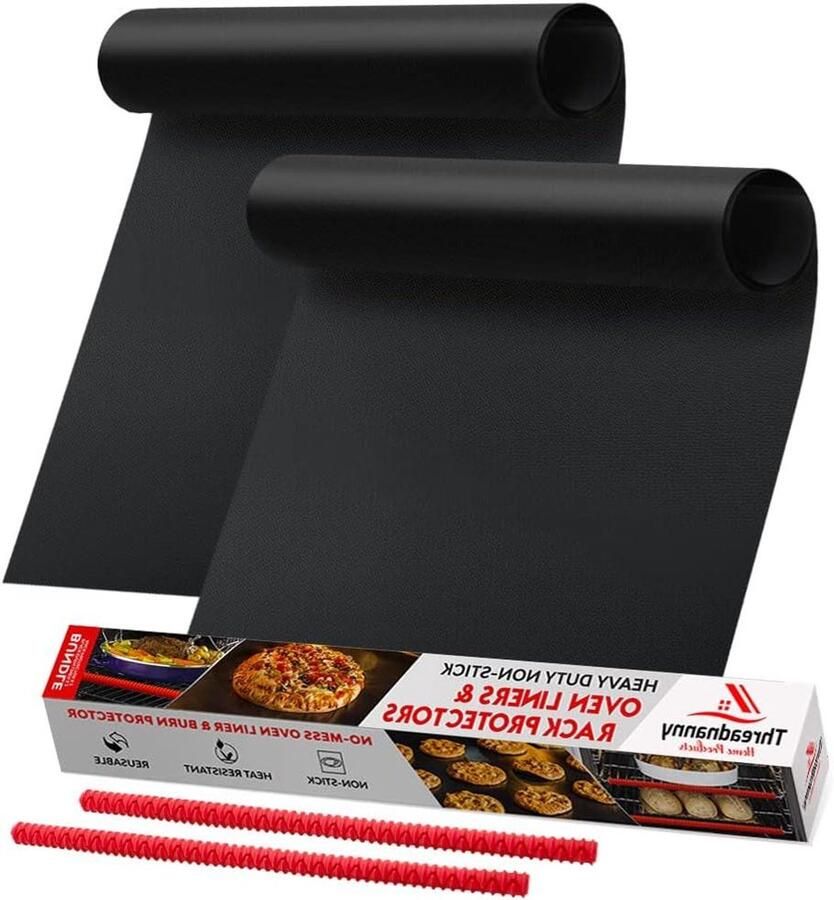 Oven Bodem Beschermers Oven Matten Oven Schoonhouden Hittebestendig Snijdbaar 2x 43x63cm 2x 35cm Zwart Rood