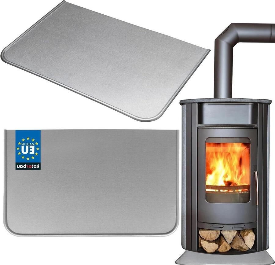 Oven bodemplaat Vloerbescherming haard Vloer beschermen Hittebestendig staal 450x330 mm Zilver