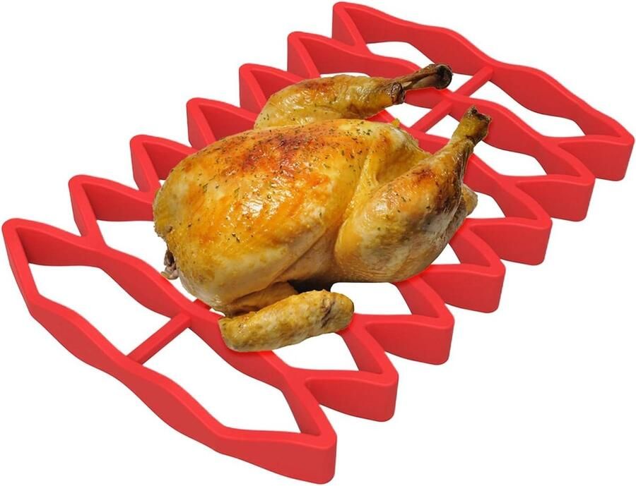 Oven Braadrooster Siliconen bakmat Gelijkmatig braden Optimale warmteverdeling 23x15x2 cm Rood