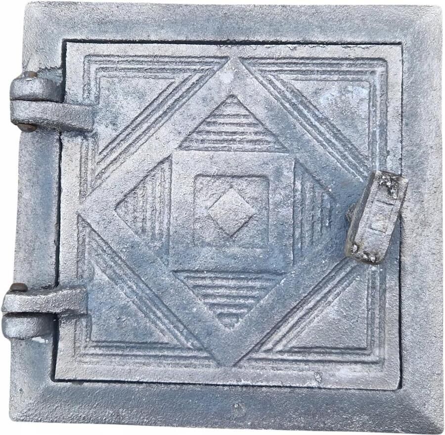 Oven Deur Gietijzer Pizzaoven Deur Rookei Buiten Koken Temperatuurbestendig Solide 17 x 17 cm Zilver