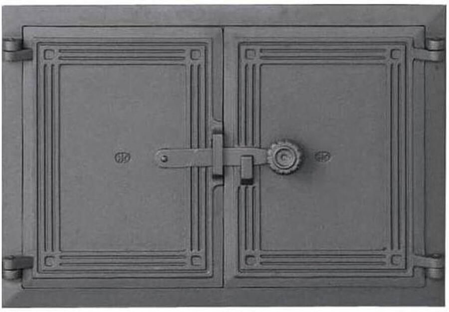 Oven deur Houtkachel deur Buiten koken Gietijzeren constructie 48 x 33 cm Grijs