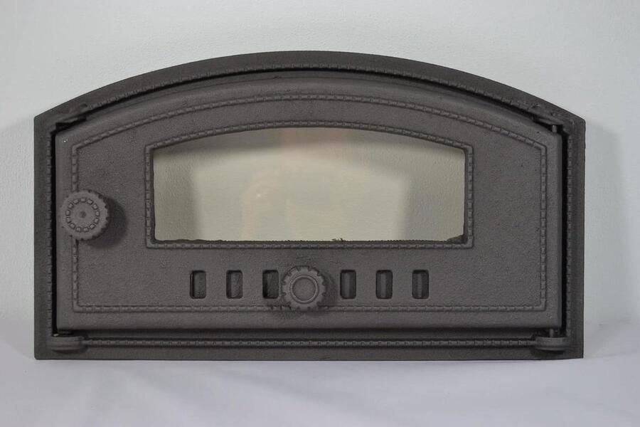 Oven Deur Pizza Oven Deur Steenoven Brood Bakken Gietijzer met Glas 48.5 x 27.5 cm Grafiet