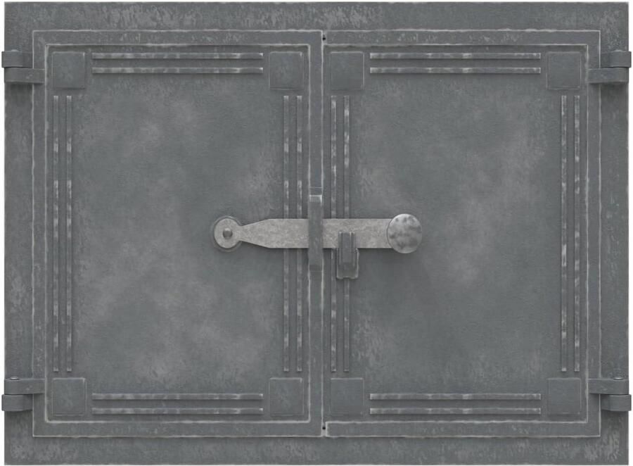 Oven Deur Pizzaoven Deur Houtoven Bakken Gietijzeren Frame 48 x 33 cm Grijs