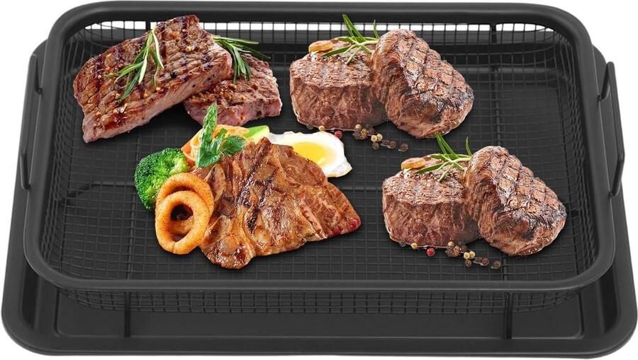 Oven en grillmand Vetarm bakken Knapperige friet Antiaanbaklaag 285 cm Zwart