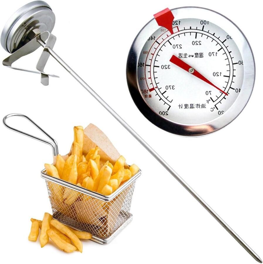 Oven- en Grillthermometer van RVS tot 300°C Temperatuurweergave voor Houtskool Smokers en BBQ's met Probe Houder Clip