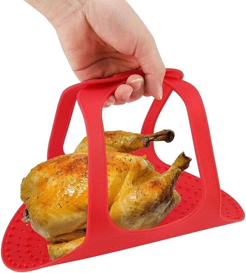 Oven Grill Mat Bakplaat Mat Gevogelte Roosteren Anti-aanbak Rechthoekig Rood