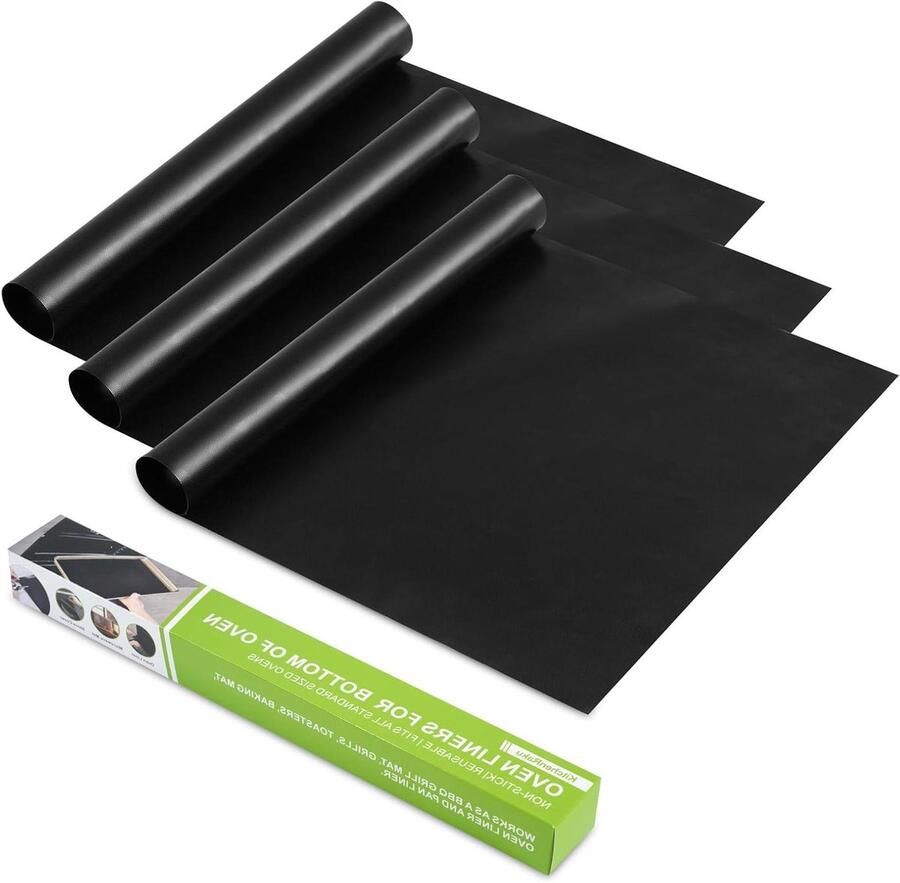 Oven Grill Mat Ovenfolie Bakplaat Oven Schoonhouden Herbruikbaar Non-stick 40.5 x 63.5 cm Zwart