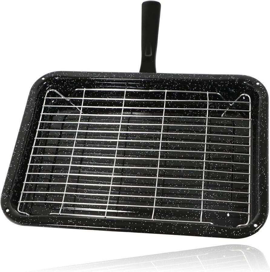 Oven Grill Pan Grillplaat Bakplaat Oven Gerechten Bereiden Afneembare Handgreep 38 x 27.5 cm Zwart
