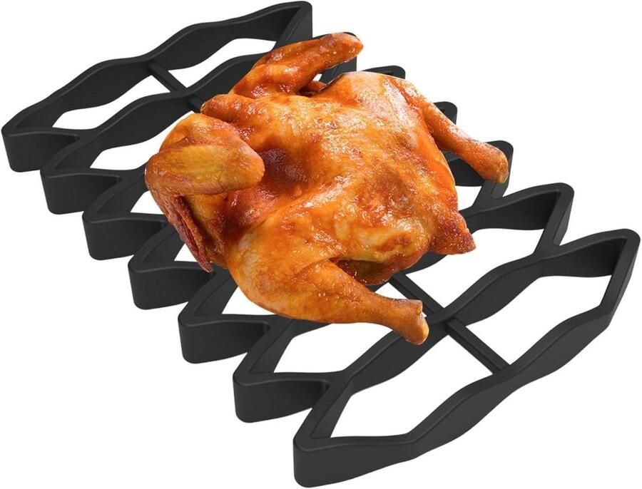 Oven Grill Rek Bakrek Rooster Gezond Koken Hittebestendig Siliconen 23.5 x 16 cm Zwart