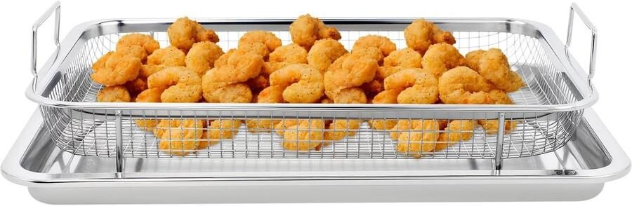 Oven Grillmand Bakset Rechthoekig Vetarm Grillen Antiaanbaklaag 28.5 cm Zilver