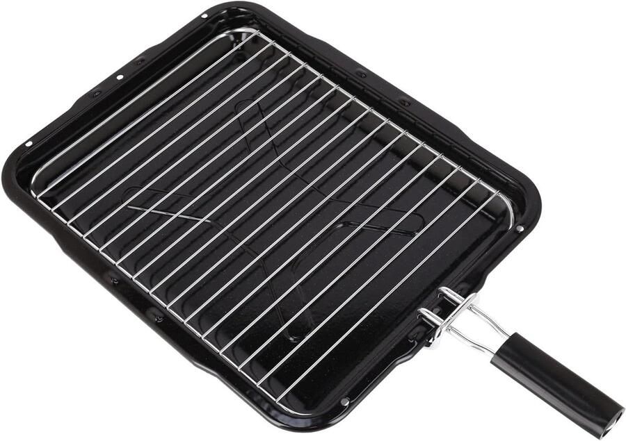 Oven Grillpan Set Bakplaat Accessoire Koken in Oven Met Afneembare Handgreep 38.5 x 30 cm Zwart