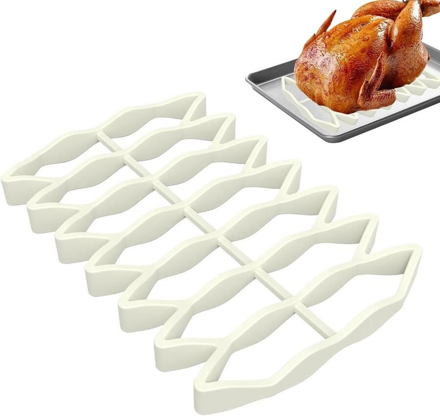 Oven Grillrooster Bak Rooster Gelijkmatig Bakken Hittebestendig Siliconen 23x15.6x2 cm Beige