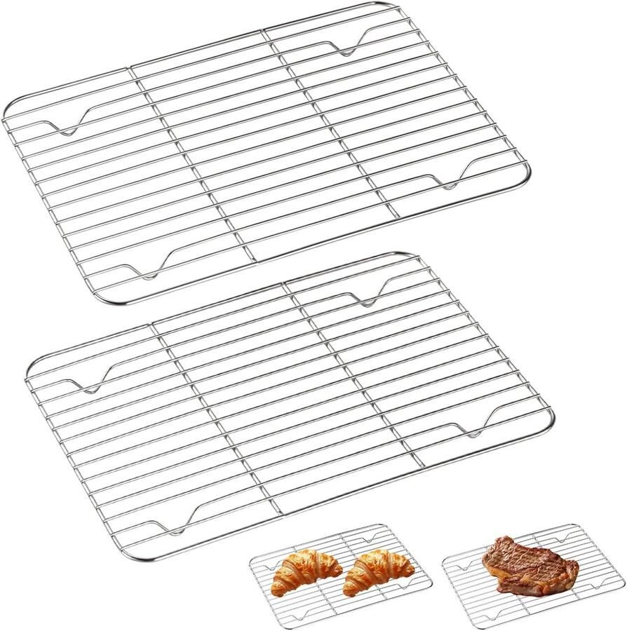 Oven Koelrooster Bakrooster Keukenrooster Koelen en Bakken Set van 2 stuks 29.7x18.5cm