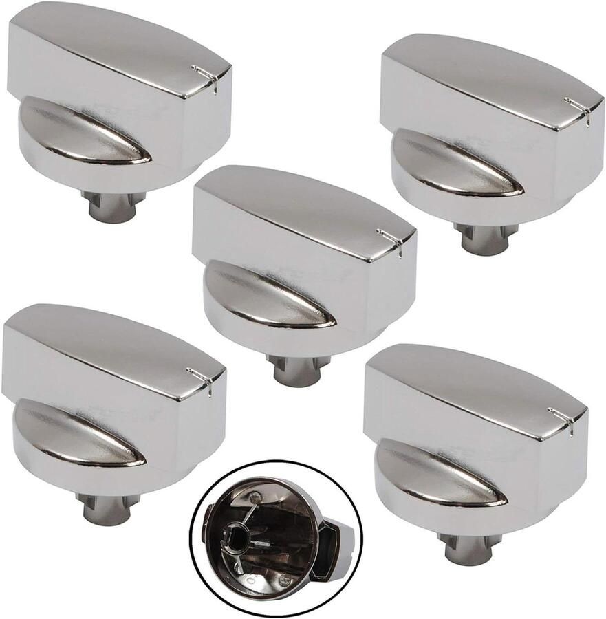 Oven Kookplaat Knop Functie Schakelaar Apparaat Reparatie Origineel Reserveonderdeel Set van 5 Zilver