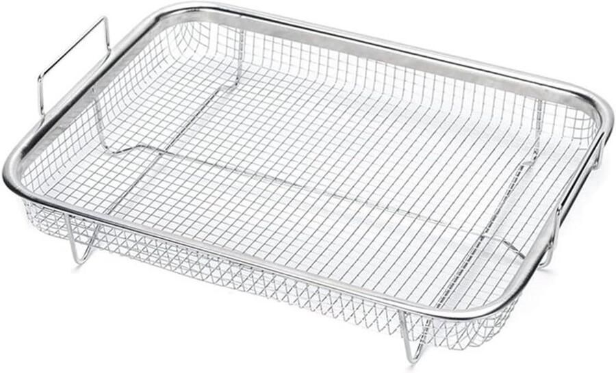 Oven Mand Roestvrijstaal Mand Koken en Bakken Antiaanbaklaag 32 x 23 x 9 cm Zilver