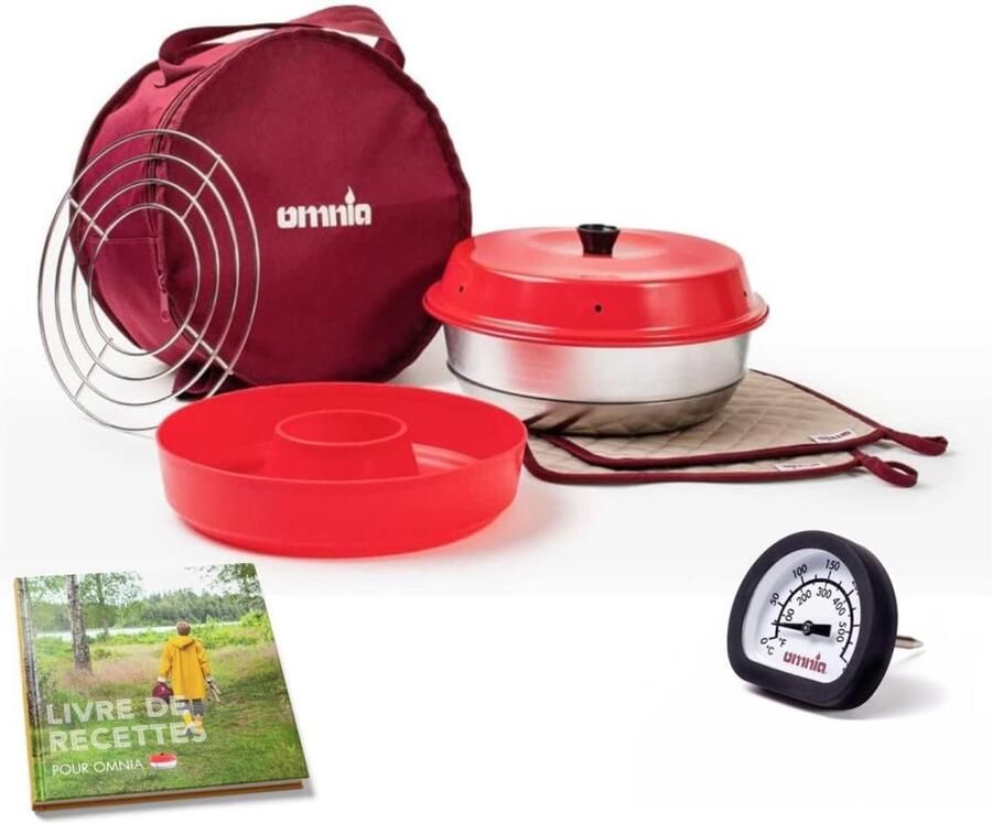 Oven Pakket Compacte Oven Koken op Gas Inclusief Thermometer 25 cm Diameter Rood