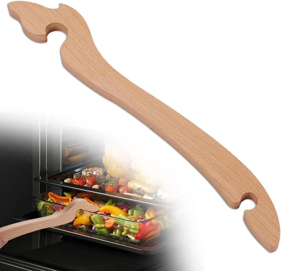 Oven Rack Puller Keuken Hulp Veilig Bakken Hittebestendig Hout 30 cm Houtkleur