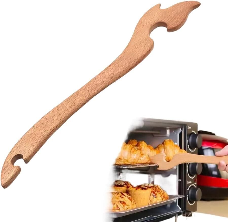 Oven rek trekker Hittebestendig hulpgereedschap Veilig koken Antislip handgreep 26 cm Bruin