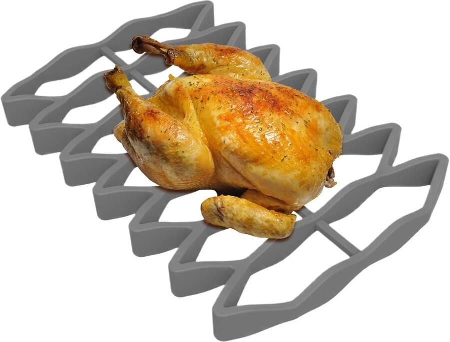 Oven Rooster Bakrek Gezond Koken Hittebestendig Siliconen 23 x 15 cm Grijs