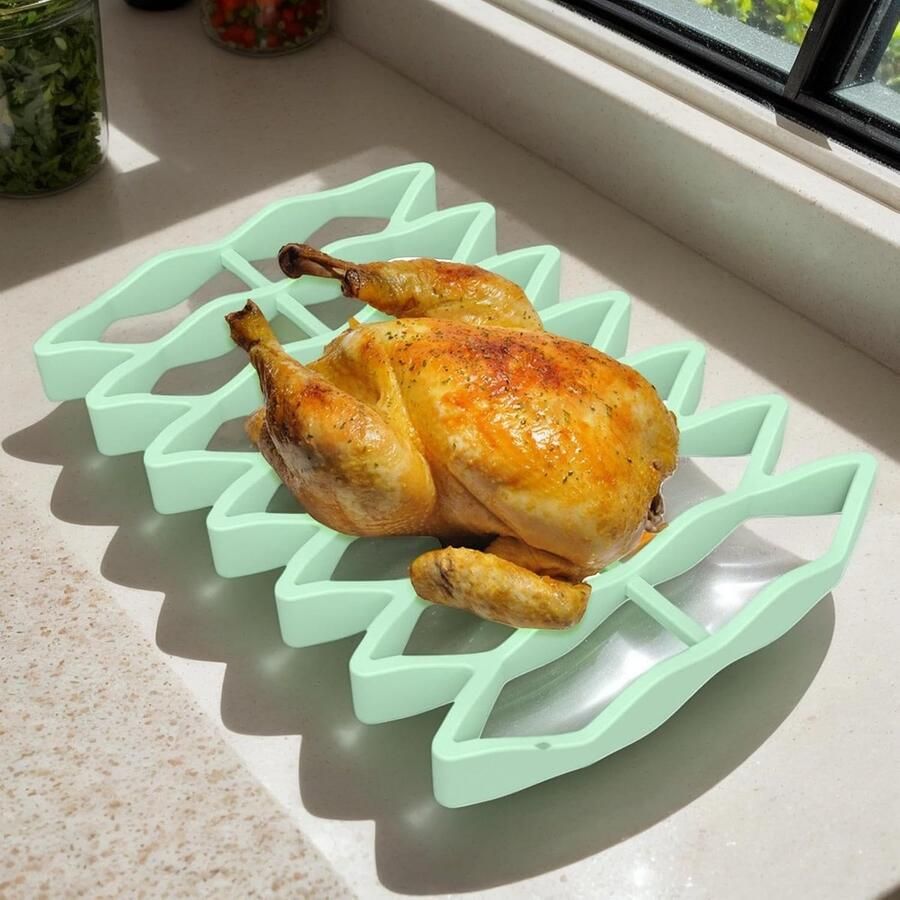 Oven Rooster Grillrek Bakrek Gelijkmatig Bakken Verbeterde Luchtcirculatie 23 x 15.6 x 2 cm Lichtgroen