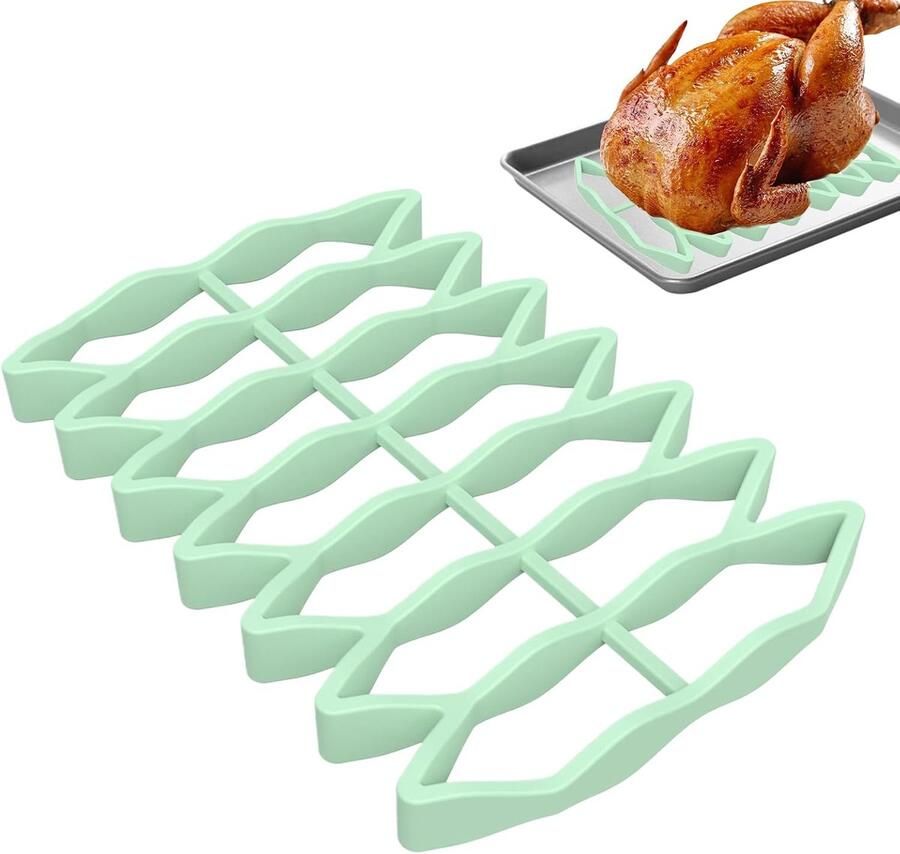 Oven Roosterrek Siliconen Bakrek Gelijkmatig Bakken Anti-aanbaklaag 23 x 15.6 x 2 cm Lichtgroen