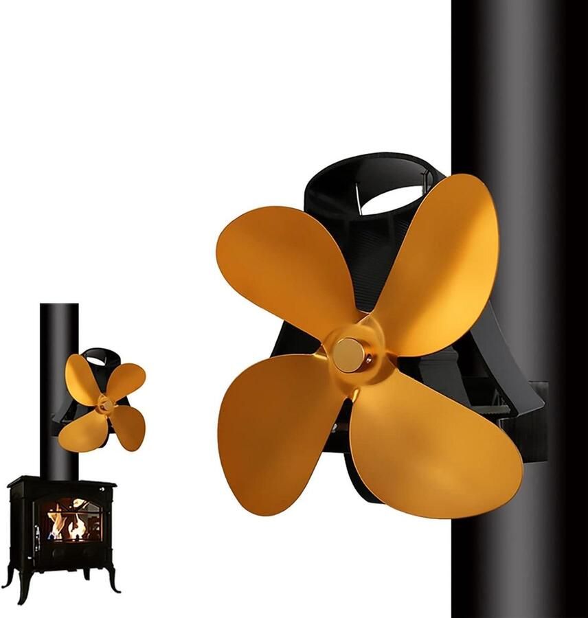 Oven Ventilator Warmte Ventilator Warmte Verdeling Magnetische Bevestiging 18 cm Hoog Goud