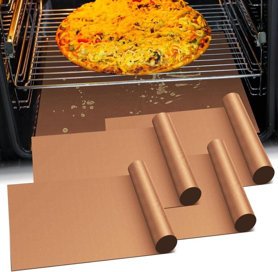 Oven Voeringen Bakplaat Matten Oven Schoon Houden Hittebestendig Herbruikbaar 60 x 40 cm Koper