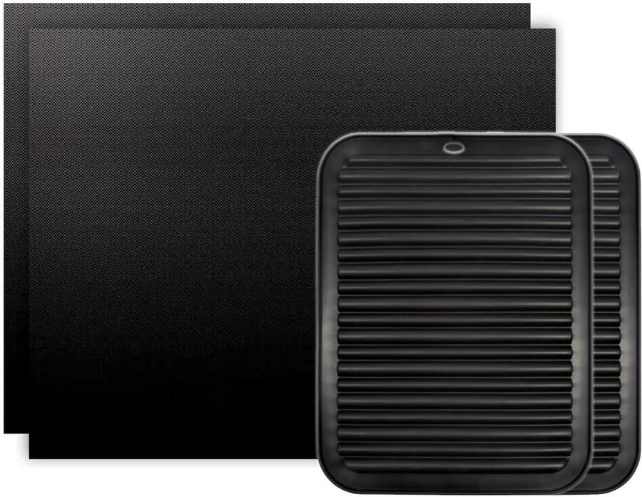 Ovenbeschermers Bakmat Oven Schoonhouden Herbruikbaar Antiaanbak 2 stuks 40x50cm Zwart