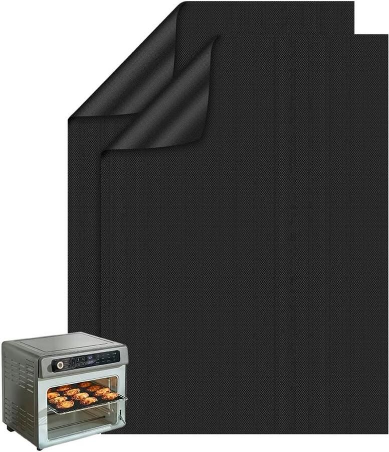 Ovenbeschermers Bakplaat Mat Oven Schoonhouden Herbruikbaar Non-stick 2 stuks 32x50cm Zwart