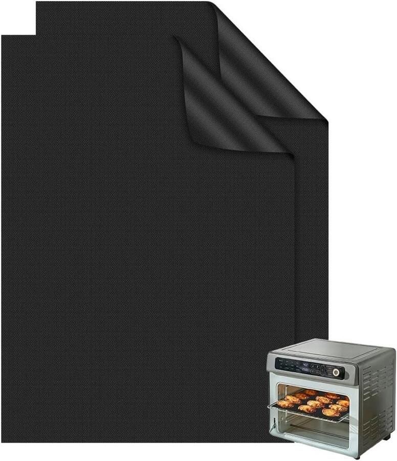 Ovenbeschermers Bakplaat matten Oven schoonhouden Hittebestendig teflon 2 stuks 32x50cm Zwart