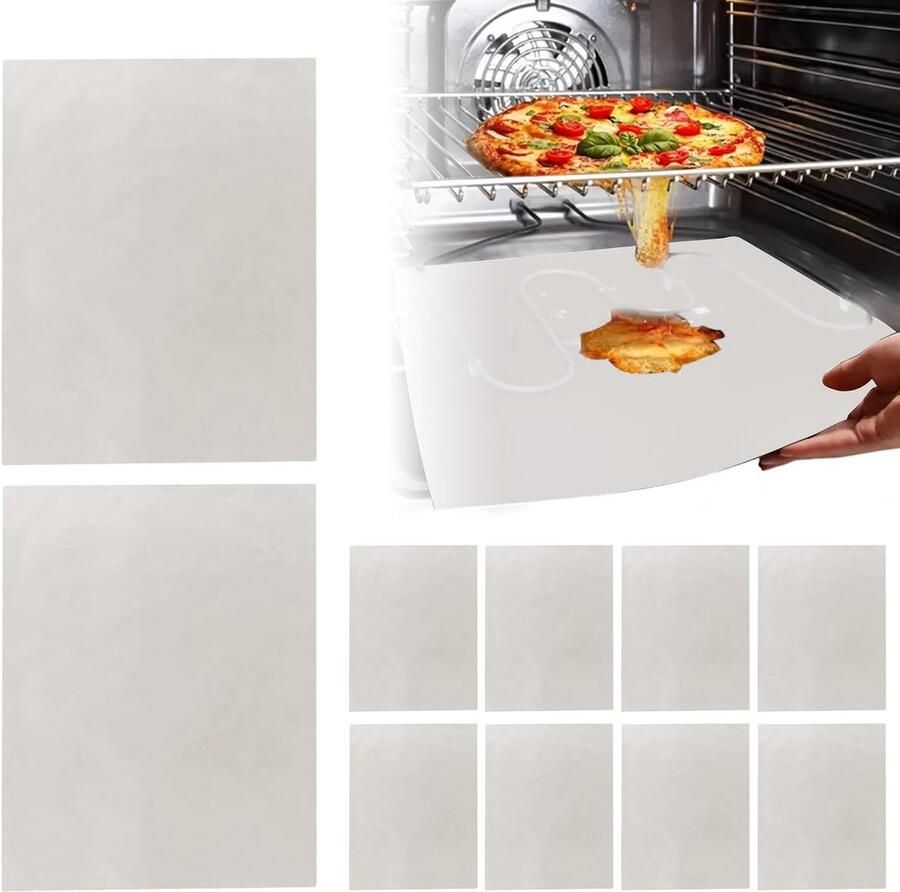 Ovenbescherming Matten Bakplaat Bekleding Gemakkelijk Bakken Hittebestendig Antiaanbak 10 Stuks 40x30cm Wit