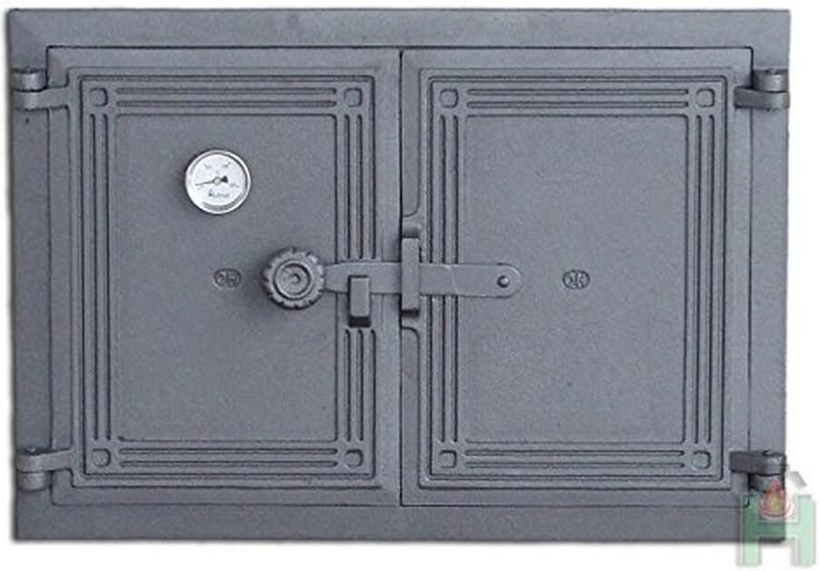 Ovendeur Gietijzer Schoorsteen Deur Oven Reparatie Hittebestendig Materiaal 48 x 48 x 33.5 cm Zwart