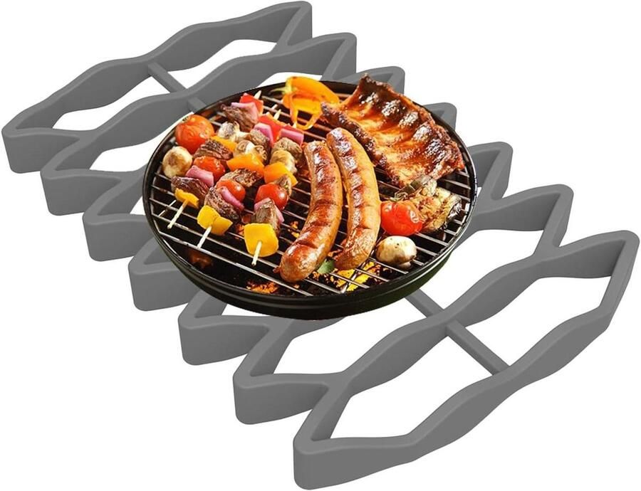 Ovengrillrek Braadrek Vlees Grillen Hittebestendig Siliconen 23.3 x 15.6 cm Grijs - Foto 1