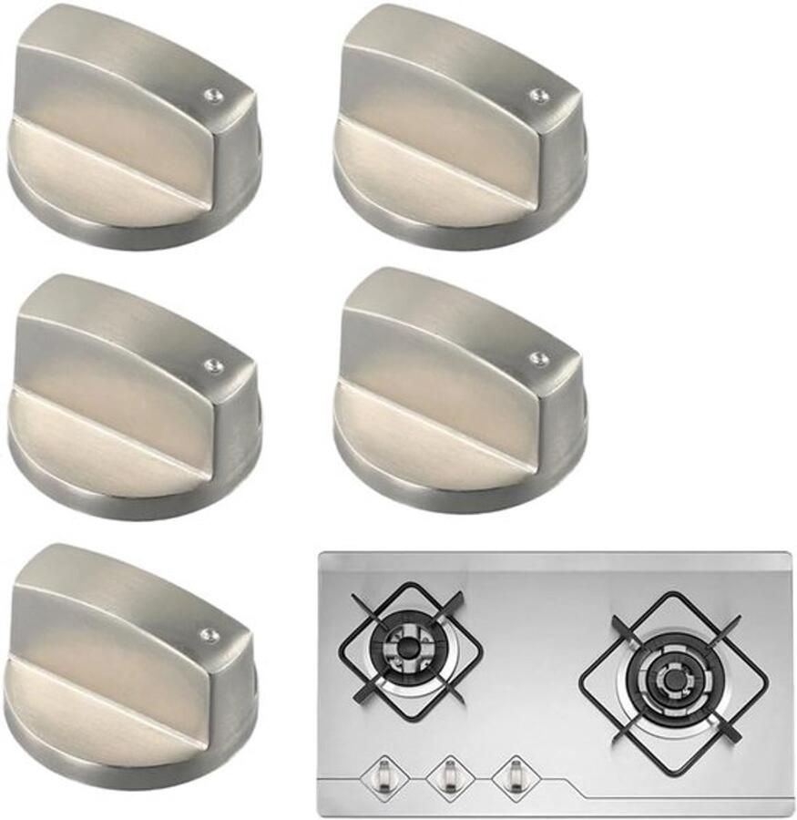 Ovenknoppen 5 Stuks 6 mm Universele Knoppenset Voor Gaskookplaat Knoppen Voor Kookplaat Gasfornuis En Oven Voor Gasfornuis Gas Elektro Fornuis Elektrische Oven Inductie Fornuis Gas Bbq Kookplaat Keukengereedschap Zilver