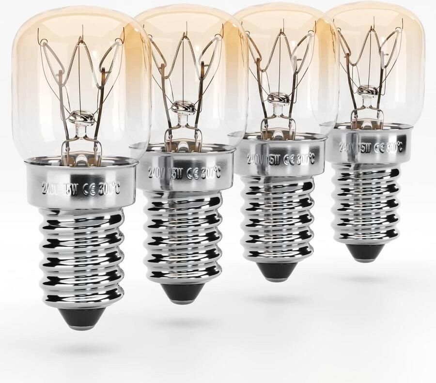 Ovenlamp E14 15 W 4-pack hittebestendige gloeilampen tot 300 graden voor oven en magnetron