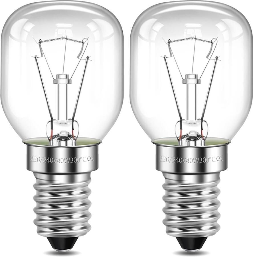 Ovenlamp E14 Dimmable 300° Warm Wit 2700K voor Magnetron Oven en Koelkast Set van 2
