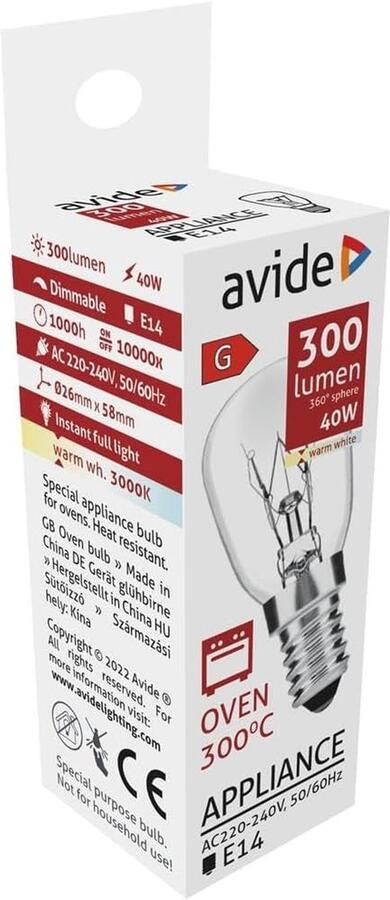 Ovenlamp Hittebestendig Apparatuurlamp Gloeilamp Verlichting Oven 300 Graden Warmte E14 Fitting Warm Wit