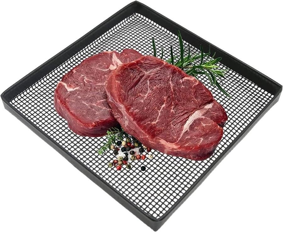 Ovenmand Gaas Airfryer Pan Knapperige Maaltijden Anti-aanbak Ontwerp 33x33x3 cm Zilverkleurig - Foto 1