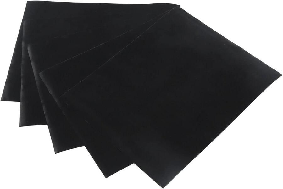 Ovenmat Set Bakmatten Bakken en Grillen Hittebestendig Glasvezel 50x40 Cm 5 Stuks Zwart