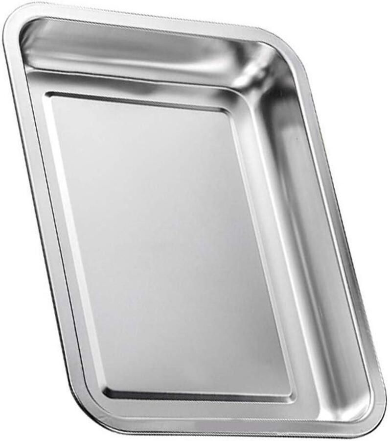 Ovenplaat Bakplaat Roestvrij Staal Bakken en Grillen Verdiepte Randen 40x30x4.8cm Zilverkleurig