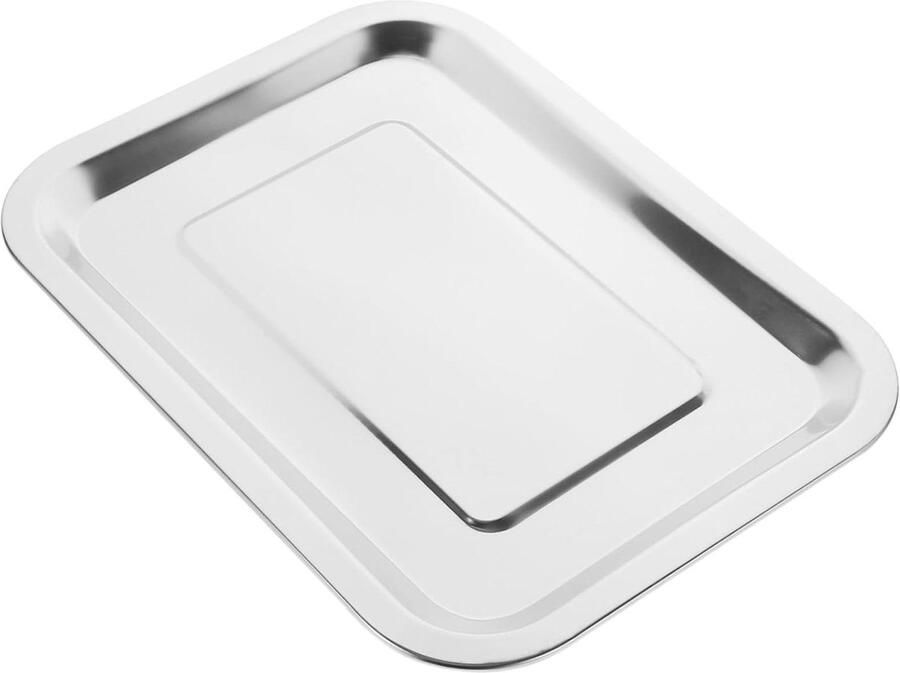 Ovenplaat Bakplaat Roestvrij Staal Maaltijden Bereiden Verstevigd Materiaal 27x20x2cm Zilver