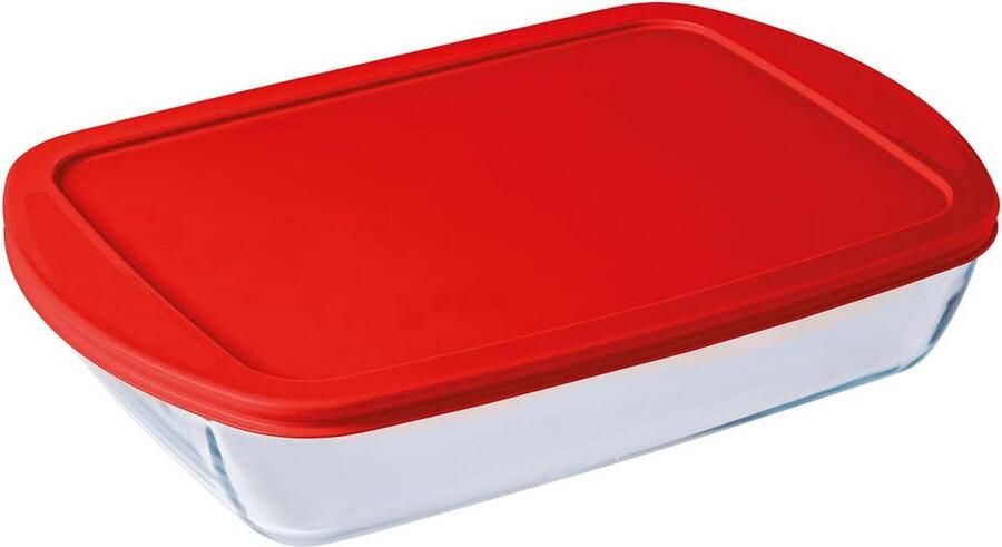 Ovenplaat Bakplaat Rood Oven Gebruik Met Deksel 40 x 27 cm Meerkleurig