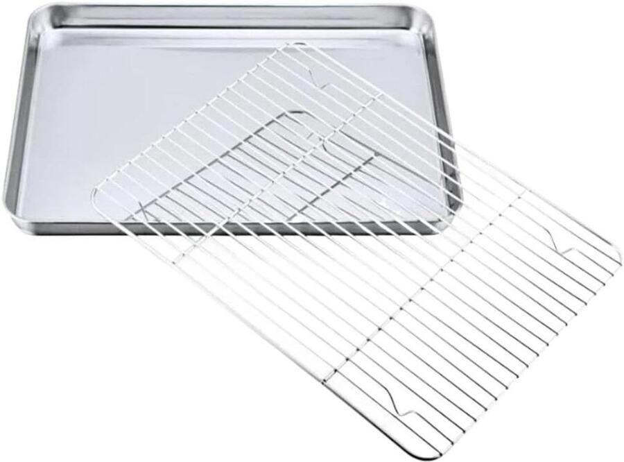 Ovenplaat Bakplaat Rooster Plaat Bakken En Braden Antiaanbaklaag 26x20CM Zilver