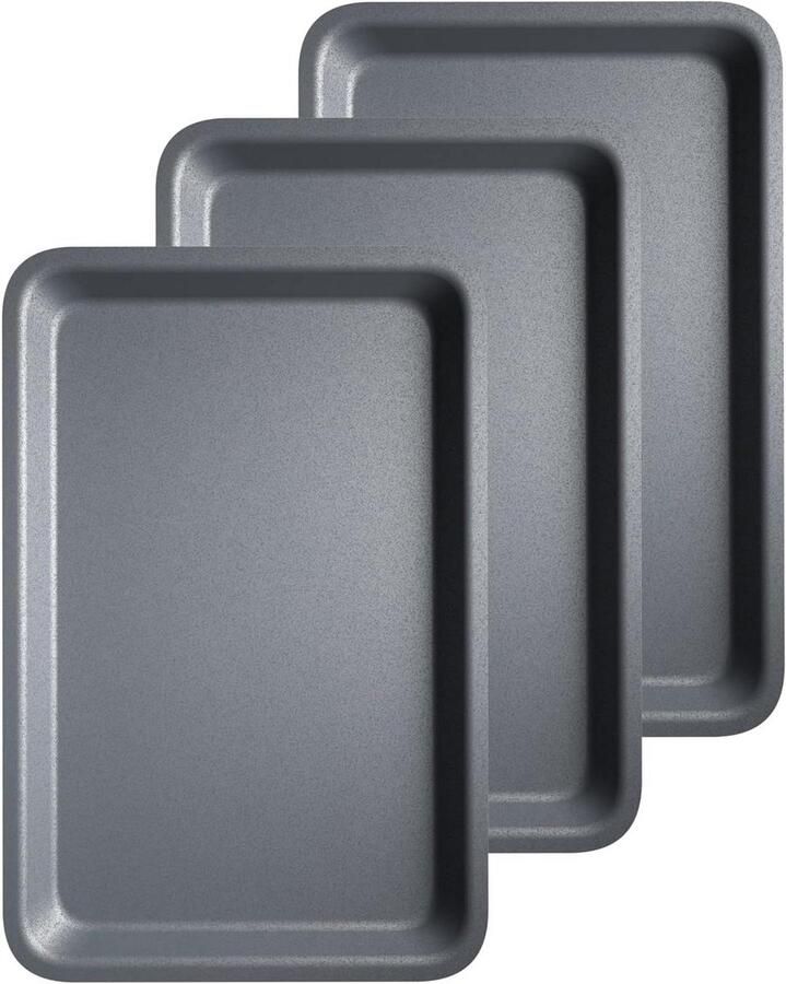 Ovenplaat Bakplaat Set Bakvorm Schaal Bakken Koken Antiaanbaklaag Vaatwasserbestendig 3 Stuks 31cm Grijs