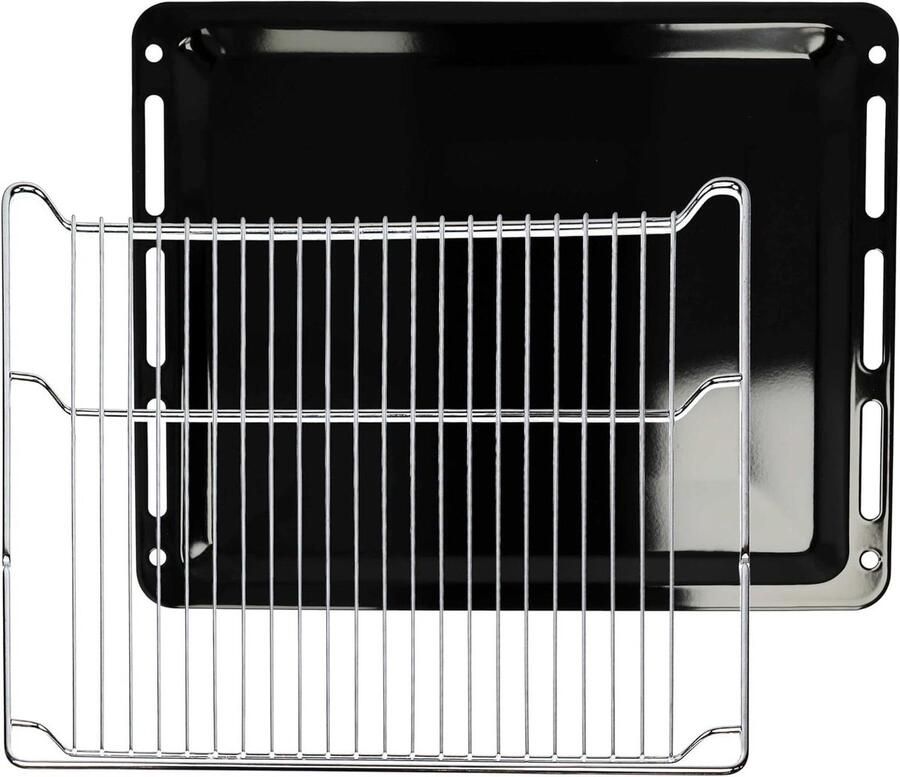 Ovenplaat Rooster Set Bakplaat Accessoires Bakken en Braden Vaatwasserbestendig 2 Delig Zwart Zilver