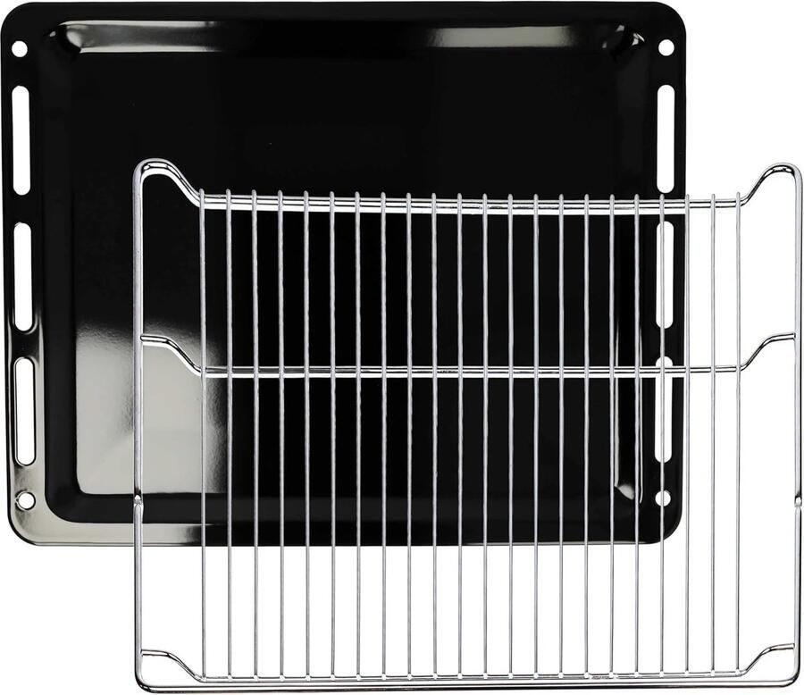 Ovenplaat Rooster Set Bakplaat Accessoires Oven Gebruik 2 Delige Set 45.5 x 37.5 cm Zwart Zilver